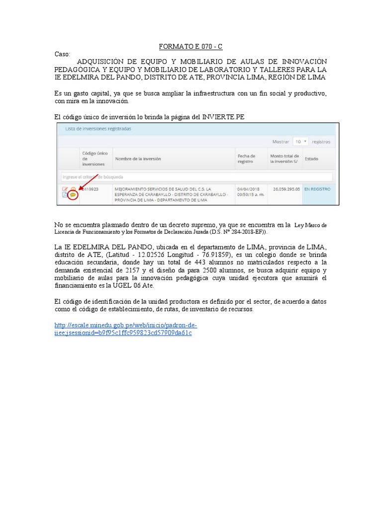 Formato e 070 - C | PDF | Lima | Economias