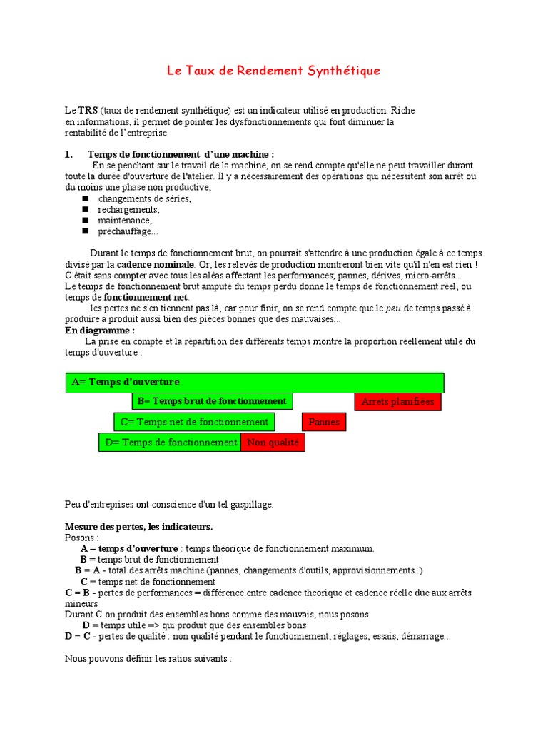 Taux de Rendement Synthétique en Production | PDF | La nature