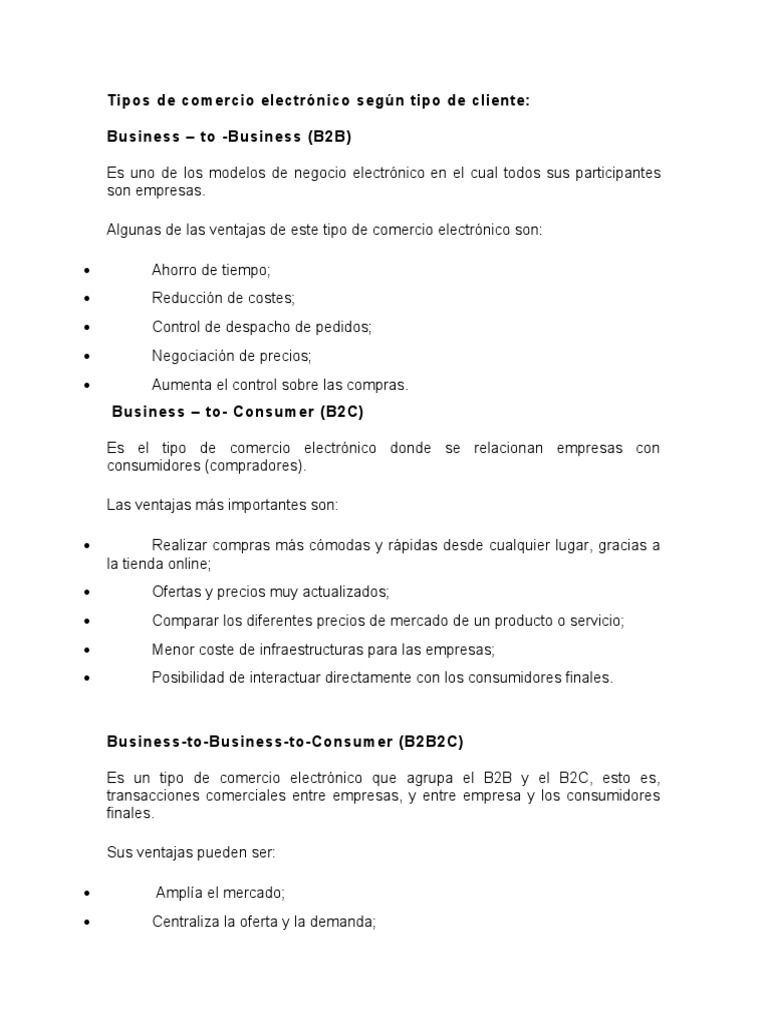 Modelos y Tipos de Comercio Electronico | PDF | Comercio electrónico ...