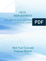 M.I.S. Department: 2019 Mid-Year Budget Monitoring and Evaluation