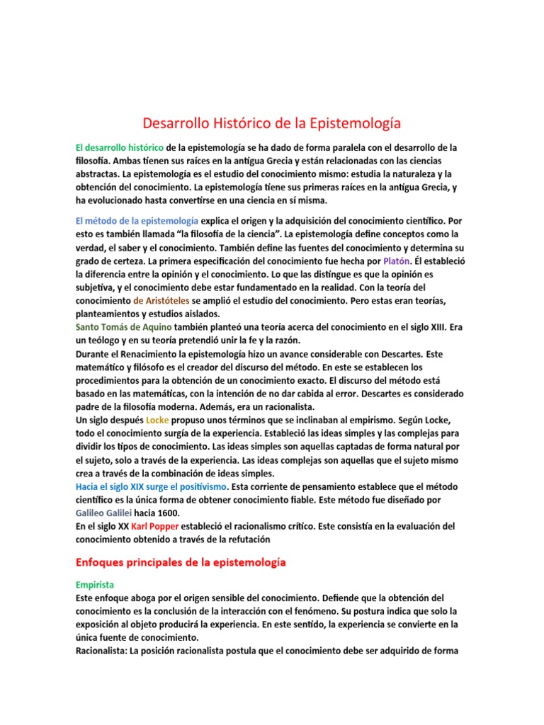 Desarrollo Histórico de La Epistemología PDF Paradigma Certeza