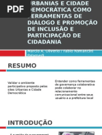 Análise dos sites urbanis e cidade democrática