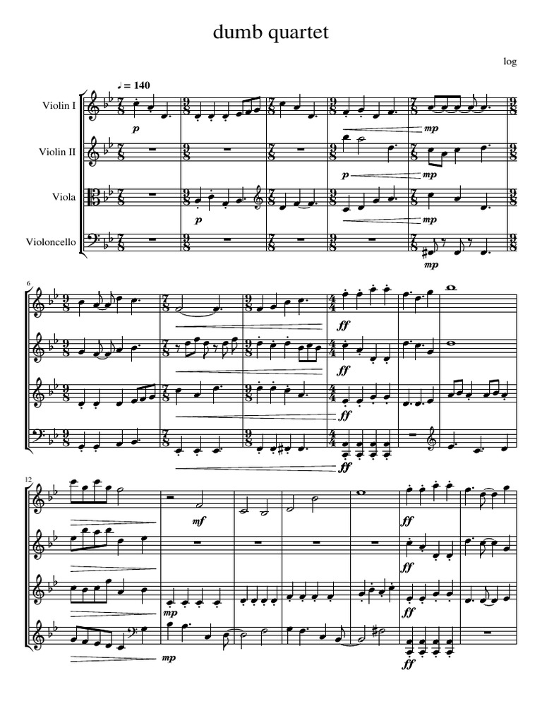 Dumb Quartet | PDF | Friction Musical Instruments | Chamber Music