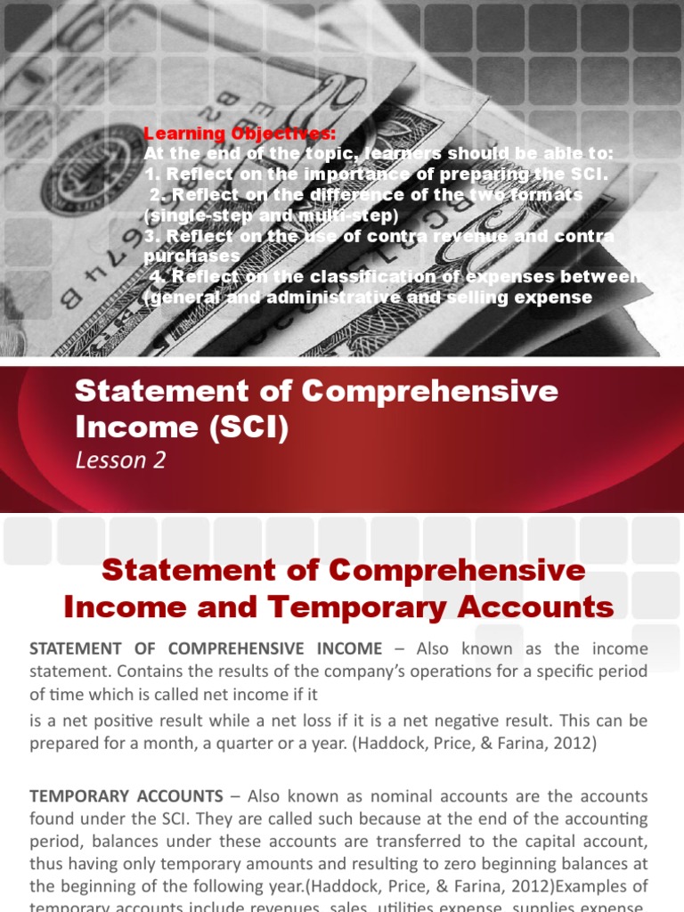 Statement of Comprehensive Income (SCI) : Lesson 2 | PDF | Cost Of ...