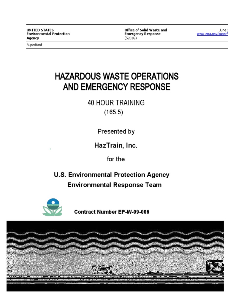 Epa Hazwoper 40 HR Manual Epw-09-006 HZT | PDF | Resource Conservation And  Recovery Act | Superfund