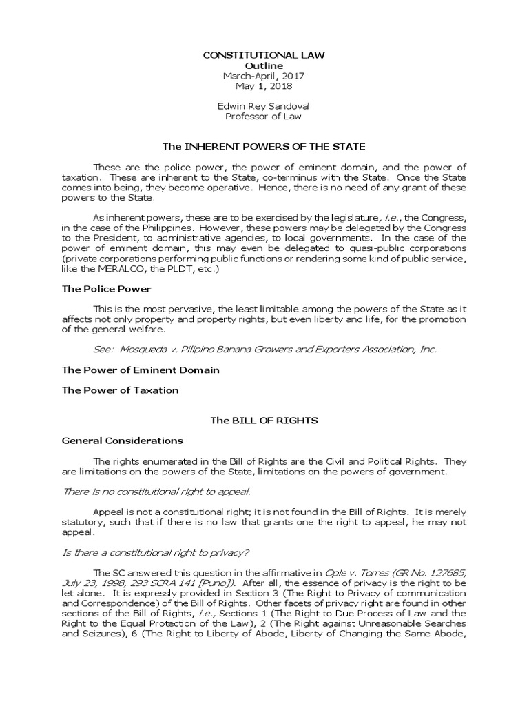 Inherent Powers and Bill of Rights Overview | PDF | Search And Seizure ...