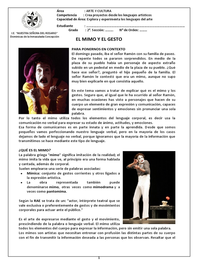 El Arte del Mimo y su Comunicación | PDF | Comunicación no verbal ...