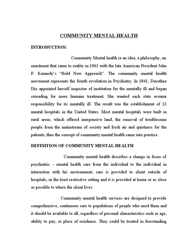 Community Mental Health Nursing | PDF | Mental Health | Psychiatry
