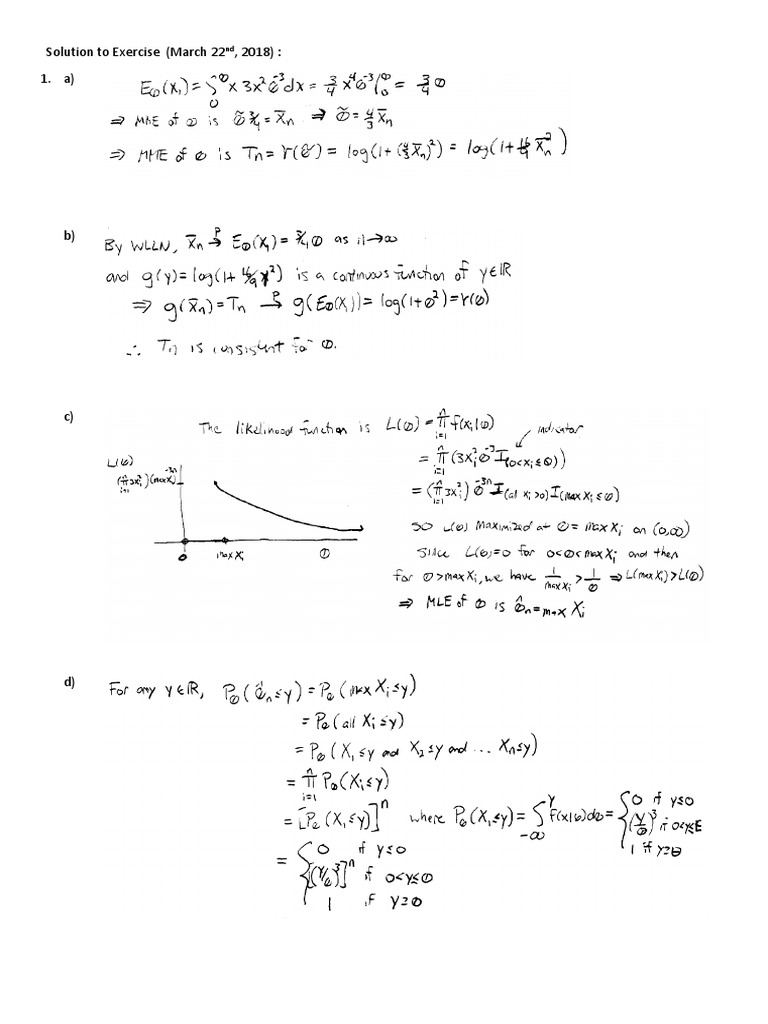 Solution To Exercise (March 22, 2018) : 1. A) | PDF
