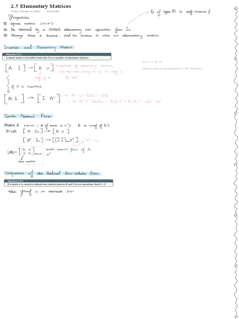 2.5 Elementary Matrices | PDF | Computers | Technology & Engineering