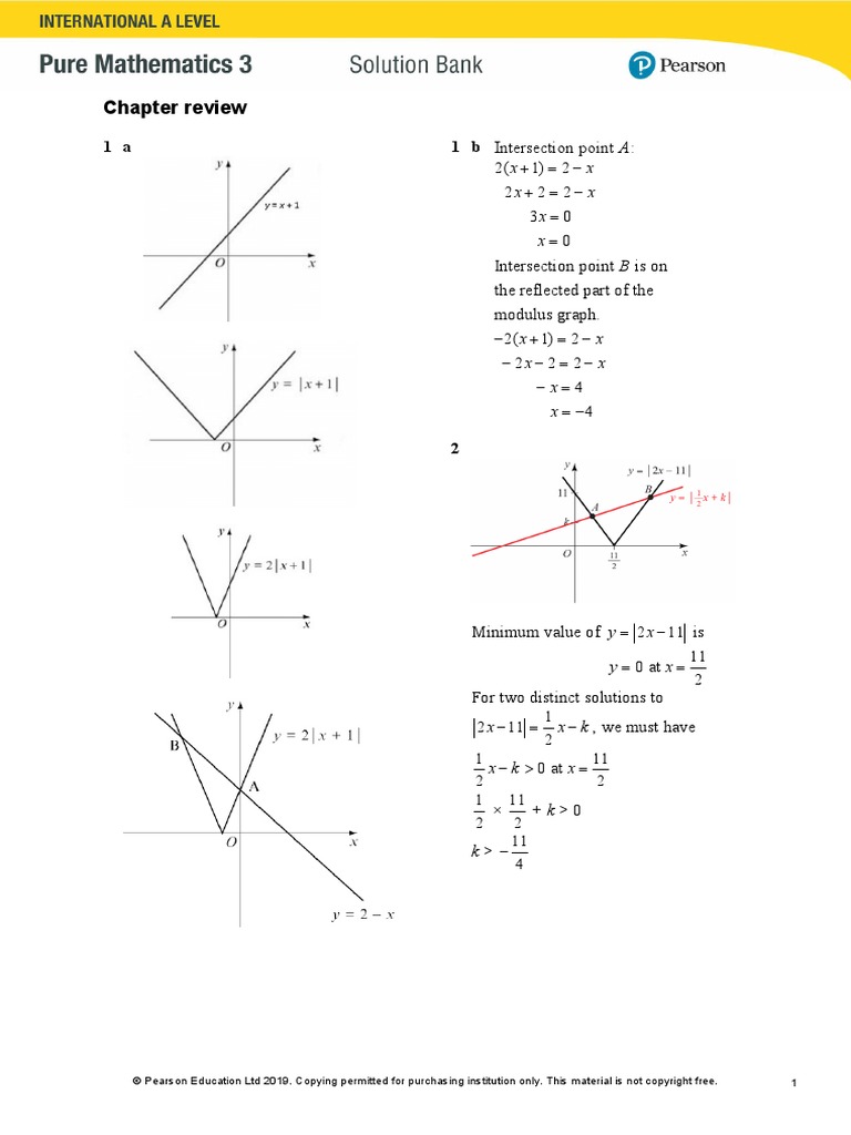 Chapter Review: 1 A 1 B Intersection Point A | PDF | Function ...