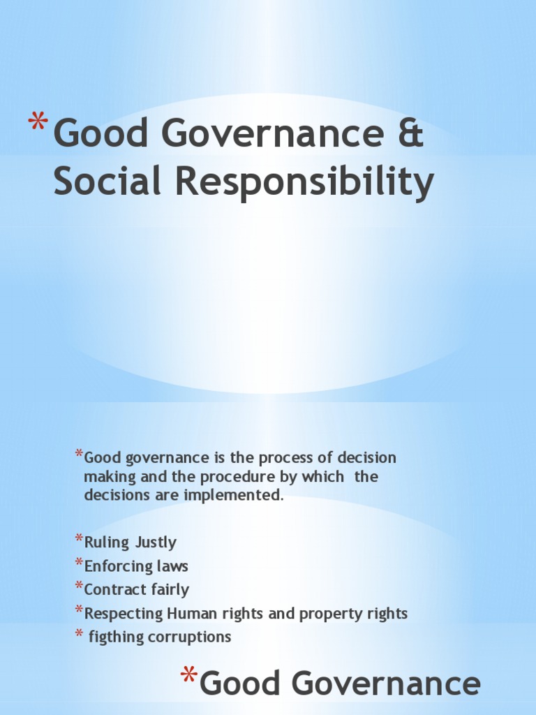 Good Governance and Social Responsibility | PDF | Good Governance ...