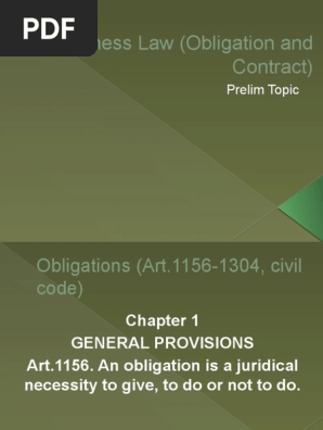 Business Law (Obligation and Contract)