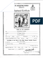 Augustine Parish Baptismal Certificate for Josefina Carpio Mendez-Cavite 1964