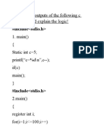 Find Out The Outputs of The Following C Programs and Explain The Logic