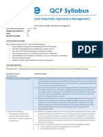 QCF Syllabus: Travel, Tourism and Hospitality Operations Management