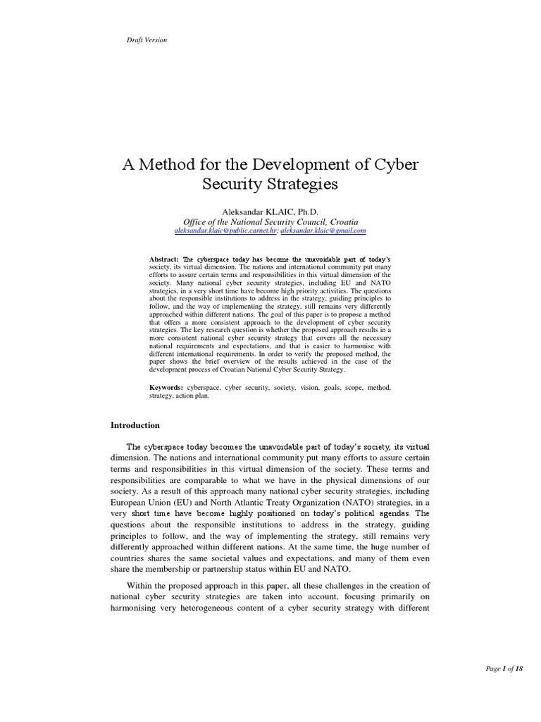 Developing Consistent Cyber Security Strategies | PDF | Cyberspace ...