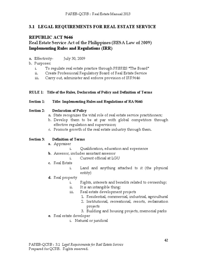 Real Estate Service Regulations Philippines | PDF | Real Estate Broker ...