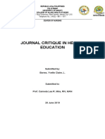 Journal Critique in Health Education: Submitted By: Borres, Yvette Claire, L