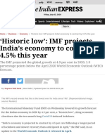 Historic Low': IMF Projects India's Economy To Contract by 4.5% This Year - Business News, The India