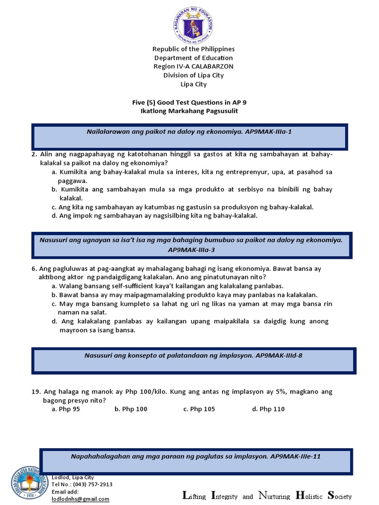 3rd - 5 Good Test Questions | PDF