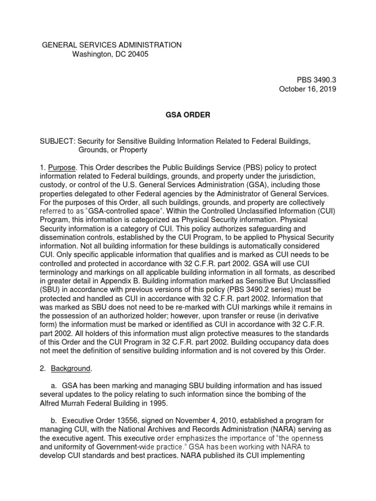 CUI Policy for GSA Building Information | PDF | Classified Information ...