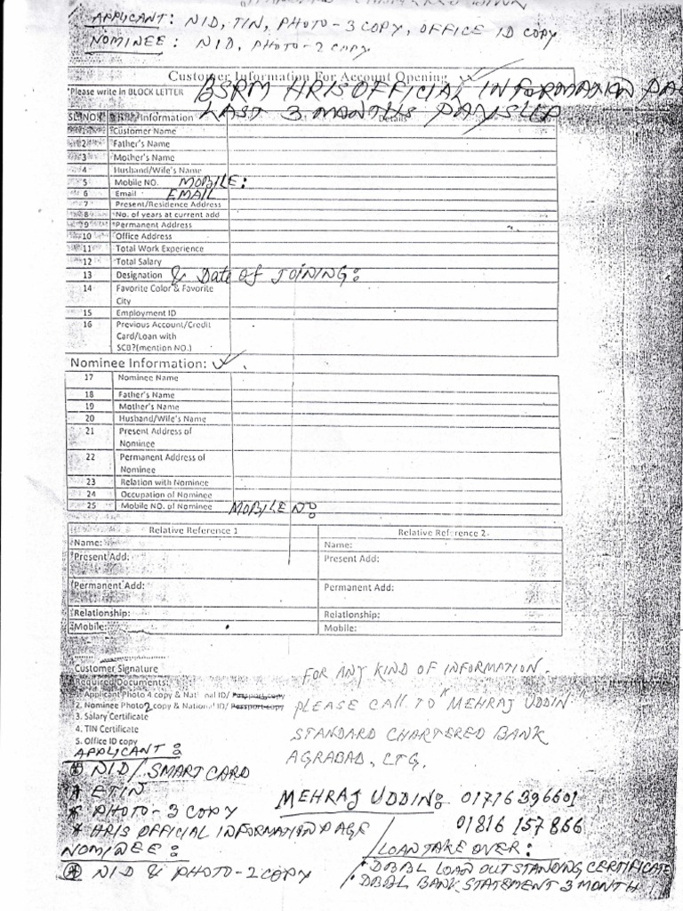 SCB Form | PDF