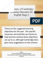 Cambridge English Scheme of Work Summarised For Grade 6