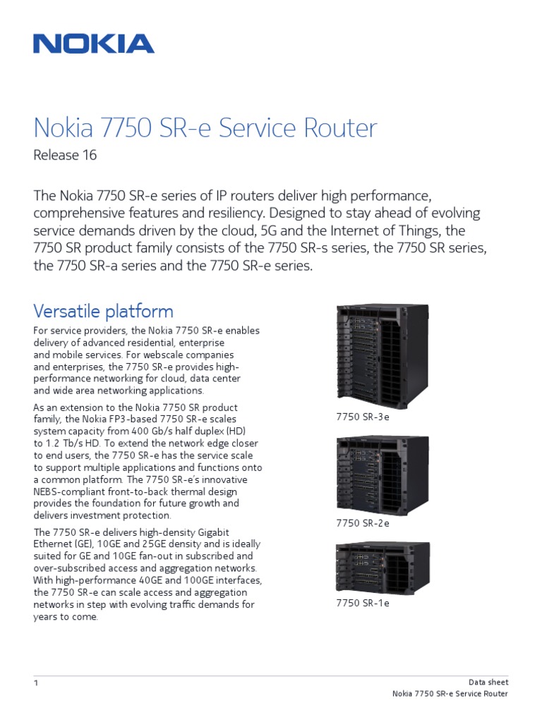 Nokia 7750 SR-e Service Router Data Sheet EN | PDF | Multiprotocol ...