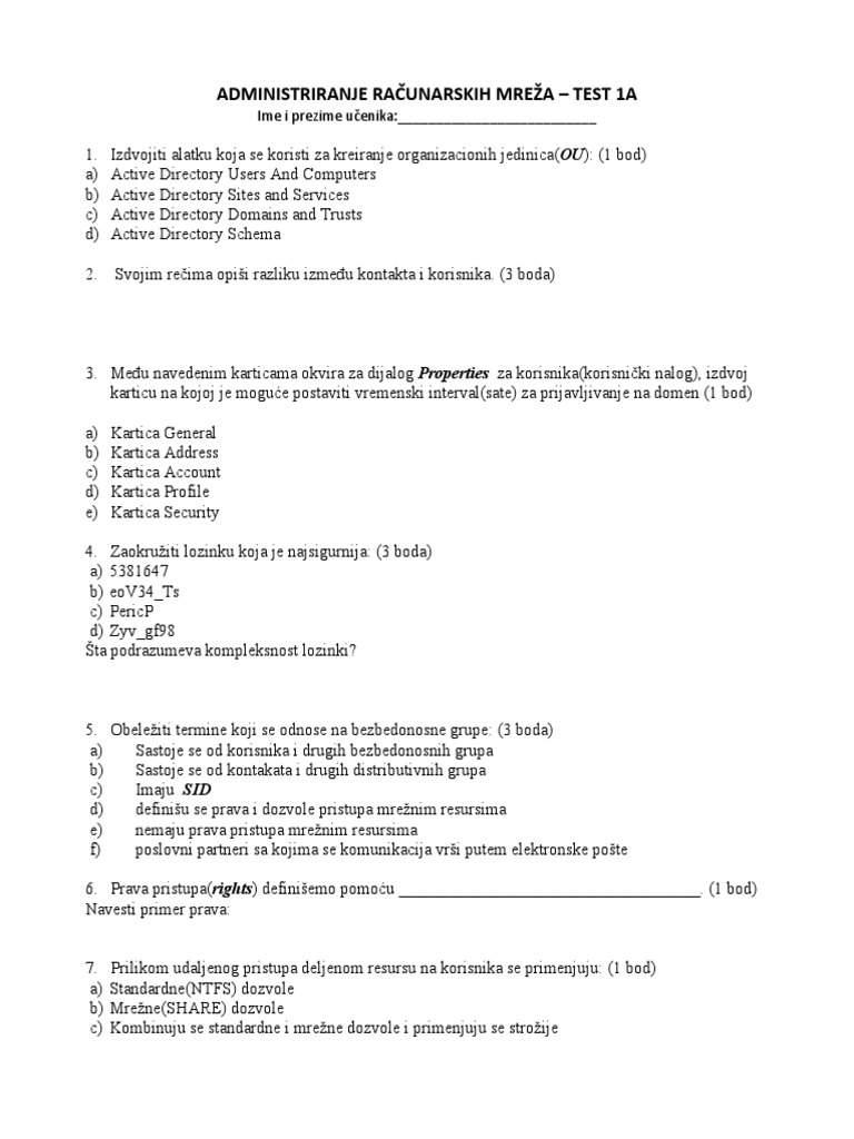 Test 1 A PDF | PDF