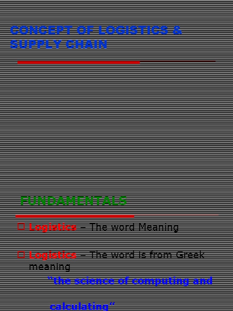 Concept of Logistics & Supply Chain | PDF | Logistics | Business Process