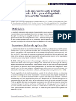 Prueba de Anticuerpos Anti-Péptido Citrulinado Cíclico para El Diagnóstico de La Artritis Reumatoide