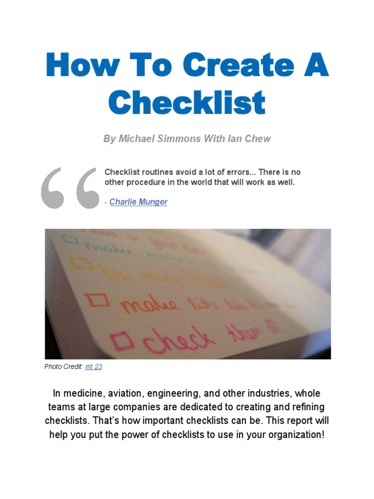 Effective Checklists for Businesses | PDF