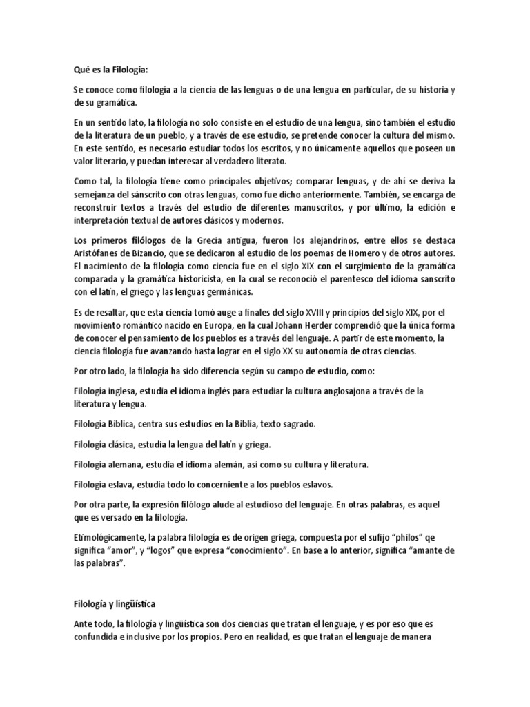 Qué Es La Filología | PDF | Filología | Artes del lenguaje y disciplina