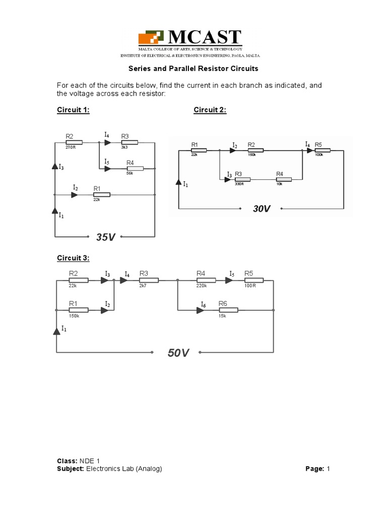 Analog Thoery Resistors Exercise 1 PDF PDF Electricity Electrical
