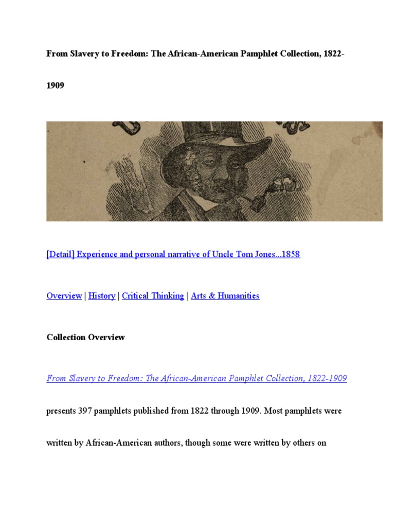 TRANSITION FROM SLAVERY TO FREEDOM intelligence overview