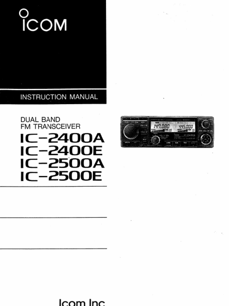 Icom Ic-2400 Ic-2500 Instruction Manual | PDF