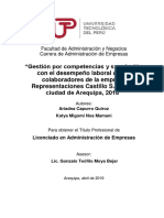 Gestión por competencias y desempeño laboral en Representaciones Castillo S.A