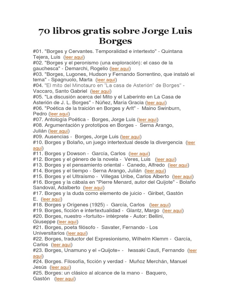 70 Libros Gratis de Jorge Luis Borges | PDF | E Books | Amazon Kindle