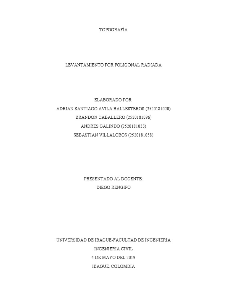 Levantamiento Topográfico por Poligonal Radiada | PDF | Observación ...