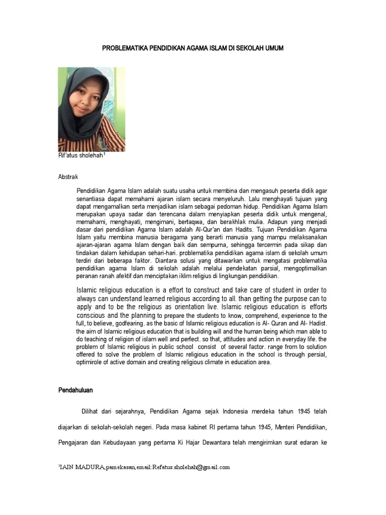 Problematika Pendidikan Agama Islam Di S Pdf