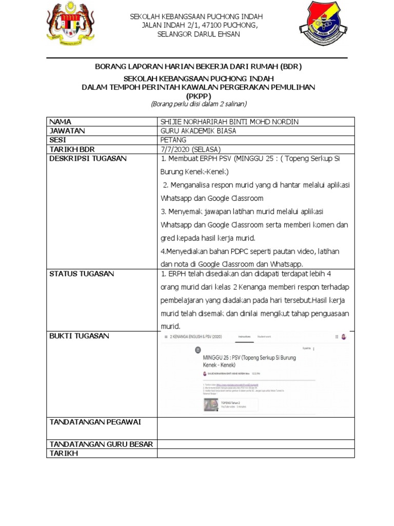 7 7 Borang Laporan Harian Bdr