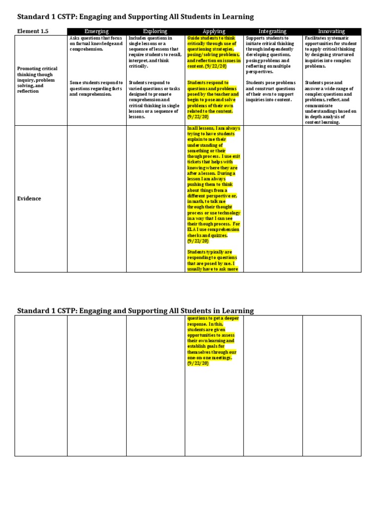 Standard 1 CSTP: Engaging and Supporting All Students in Learning ...