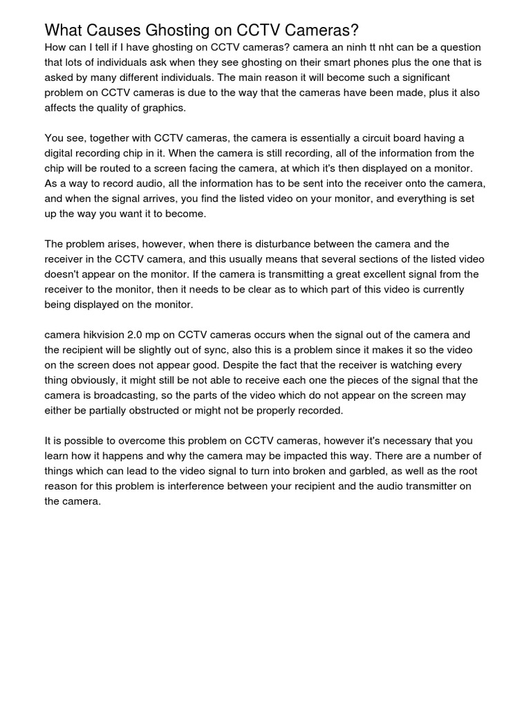 What Makes Ghosting About CCTV Cameras Qmryb PDF PDF