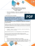 Analizar El Productor, Costos de Producción y Clasificación de Los Mercados