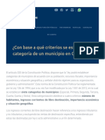 ¿Con Base A Qué Criterios Se Establece La Categoría de Un Municipio en Colombia?