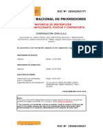 Registro Nacional de Proveedores: Constancia de Inscripción para Ser Participante, Postor Y Contratista