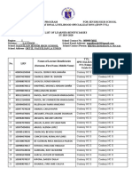 Template 11 - LIST OF LEARNER-BENEFICIARIES