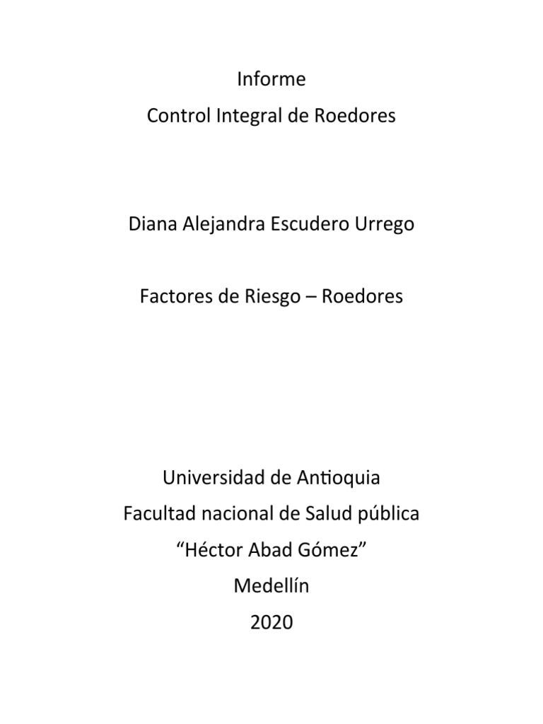 Control Integral de Roedores en Liborina | PDF | Roedor | Heces