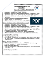 Emergency Diesel Generator Operation: Manual Starting Operation "Using Electrical Starting Motor"